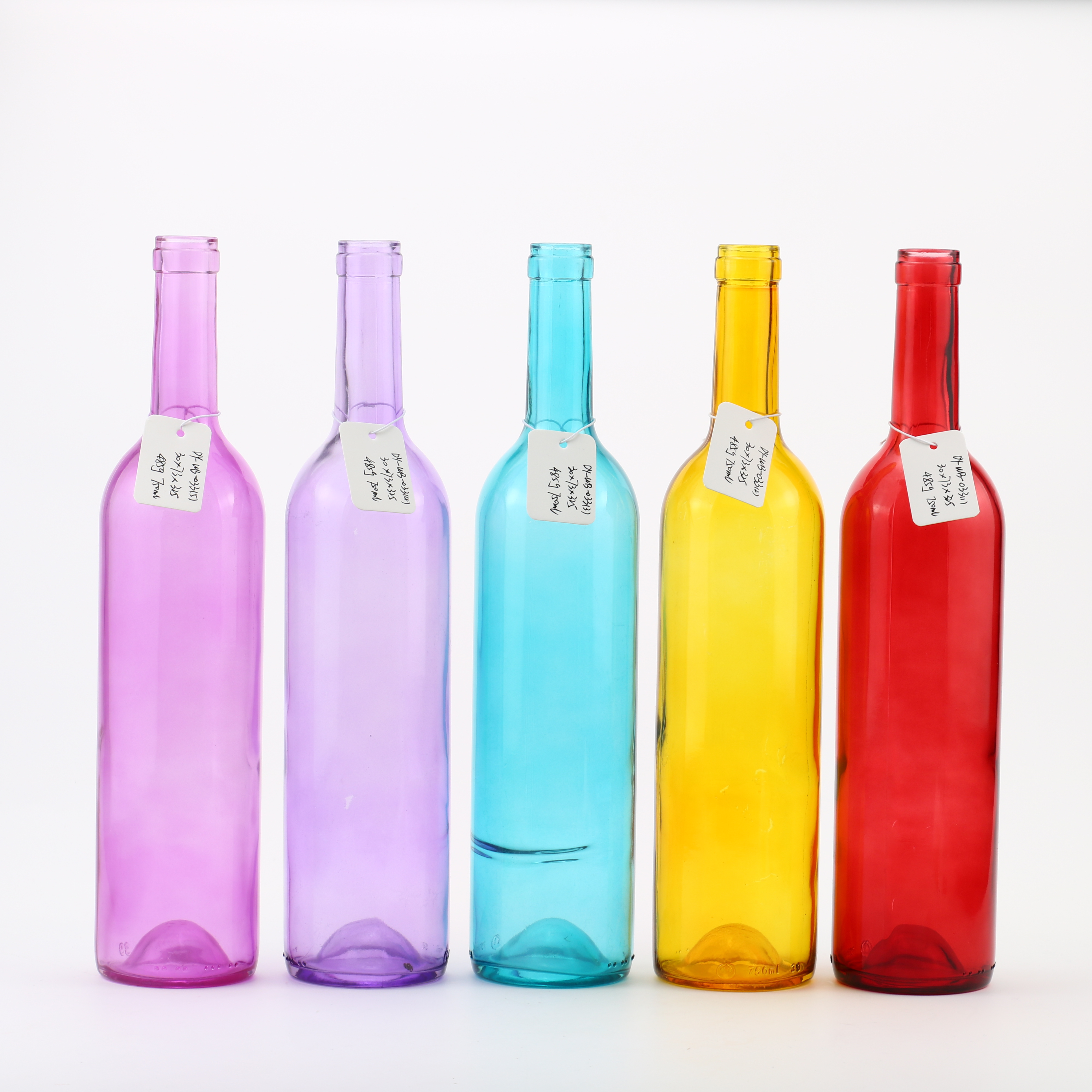 750ml Colourful Ice Wine Glass Bottle Long Neck High quality Empty Sweet Wine Bottle with cork