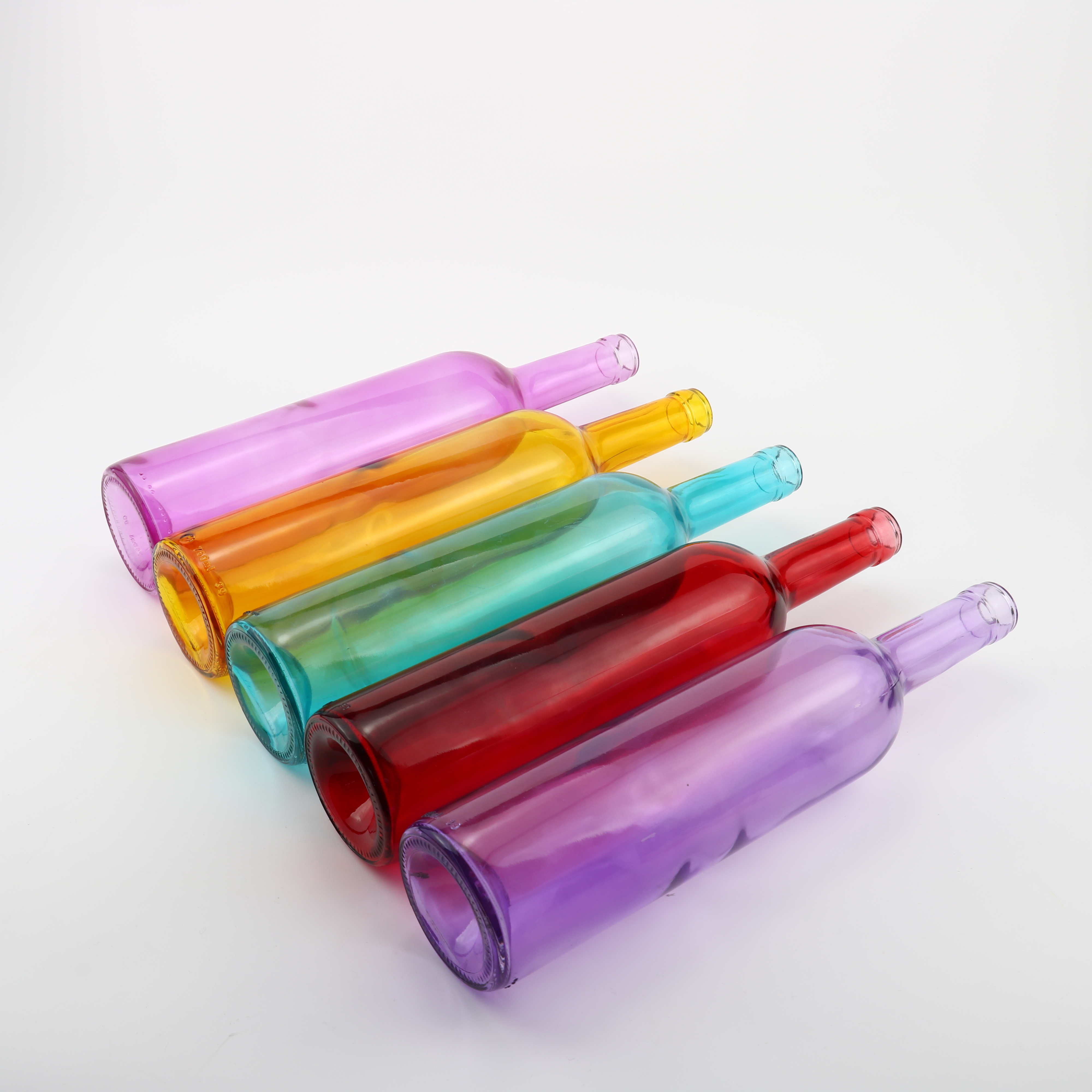 750ml Colourful Ice Wine Glass Bottle Long Neck High quality Empty Sweet Wine Bottle with cork