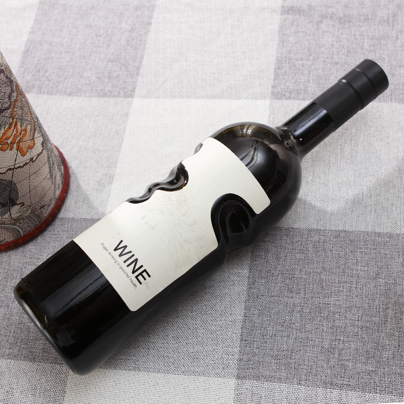 750ml Empty Amber Unique Shaped Glass Wine Bottle liquor glass bottle