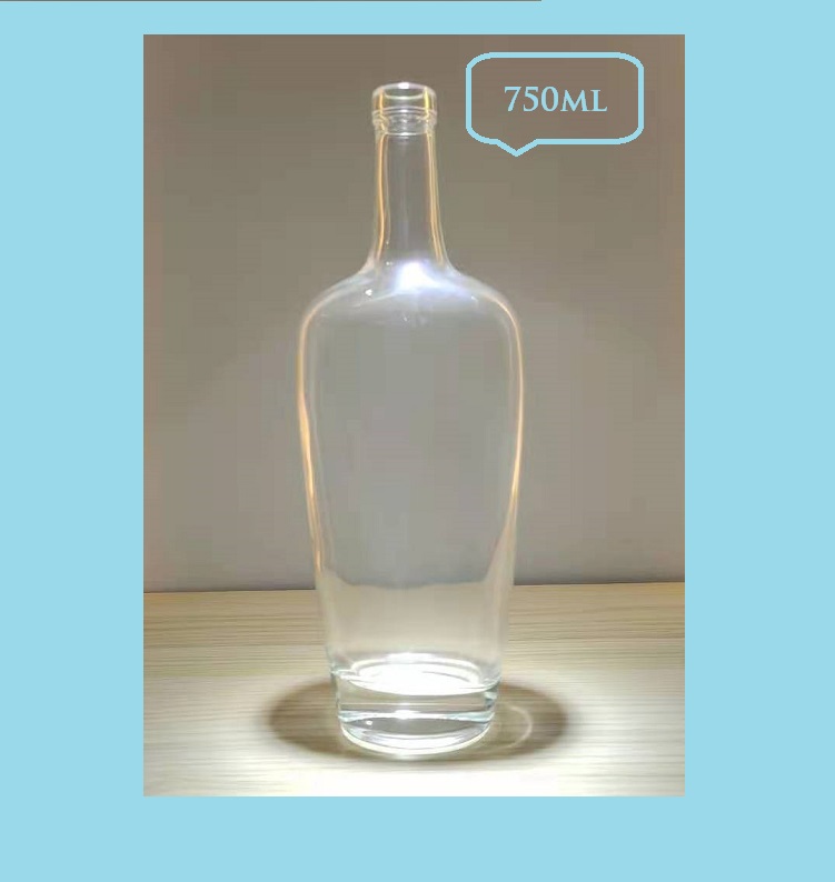 750ml Empty Transparent Lead-free Glass Wine Rum Tequila Bottle