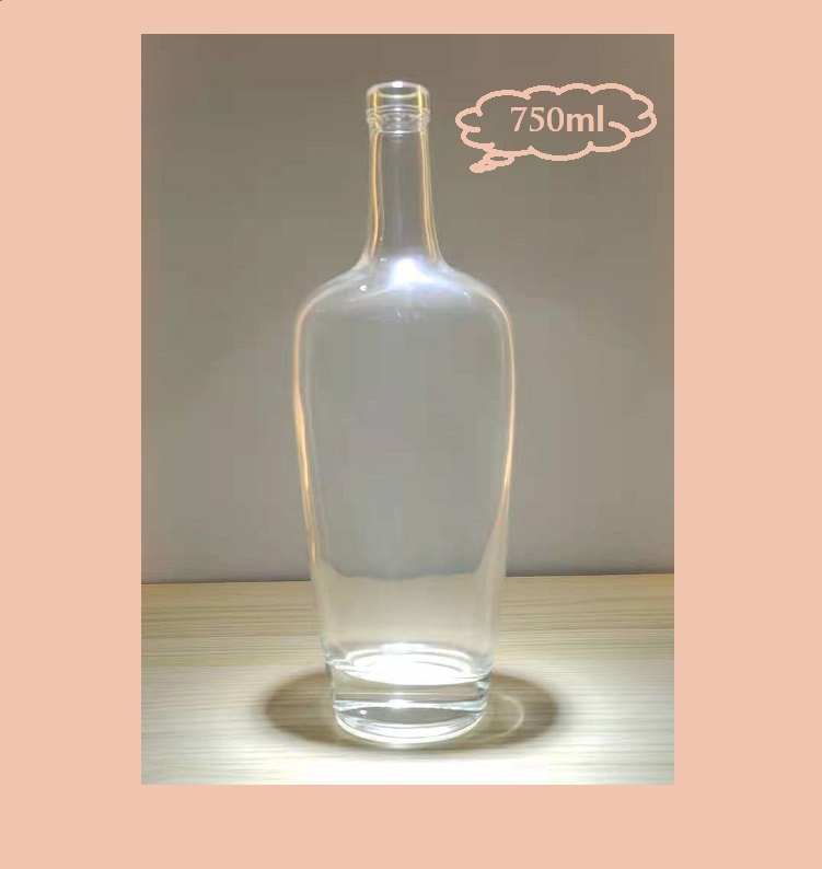 750ml Empty Transparent Lead-free Glass Wine Rum Tequila Bottle
