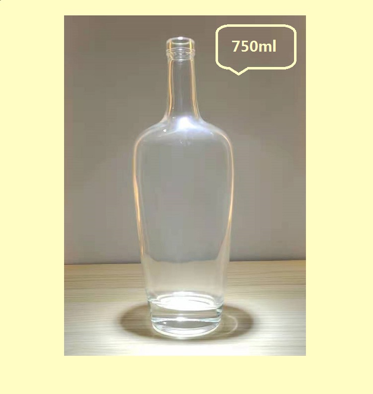 750ml Empty Transparent Lead-free Glass Wine Rum Tequila Bottle