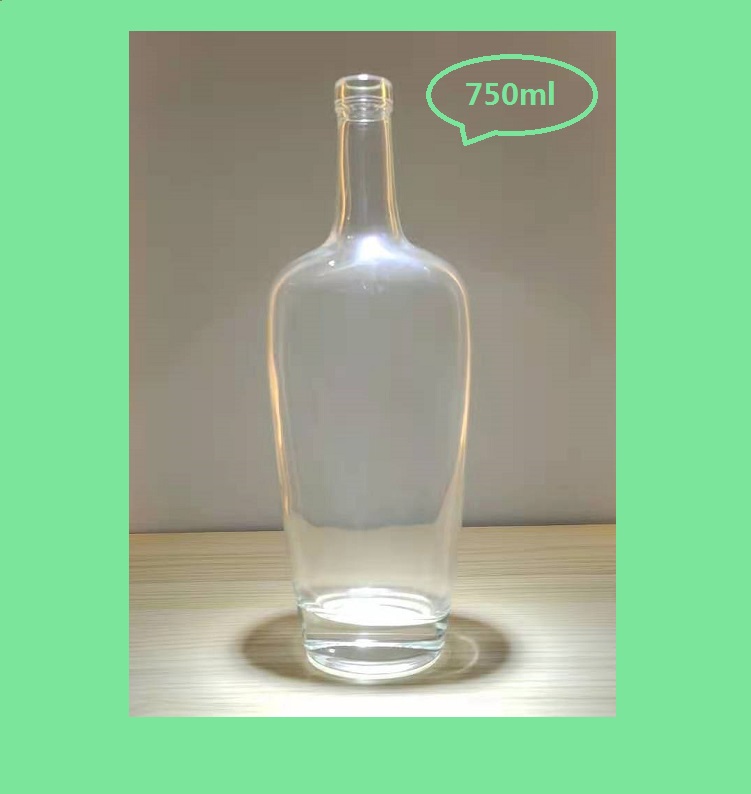 750ml Empty Transparent Lead-free Glass Wine Rum Tequila Bottle