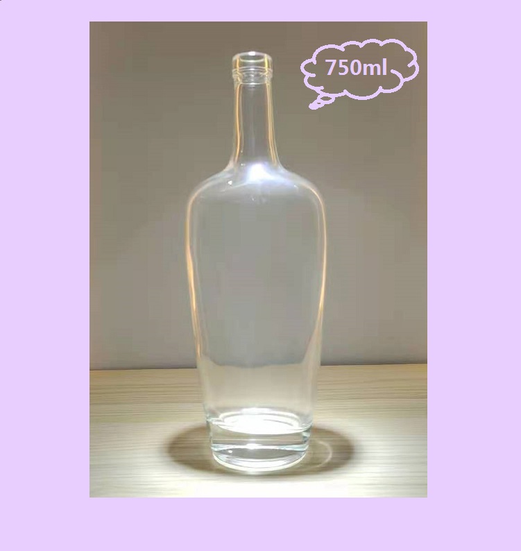 750ml Empty Transparent Lead-free Glass Wine Rum Tequila Bottle