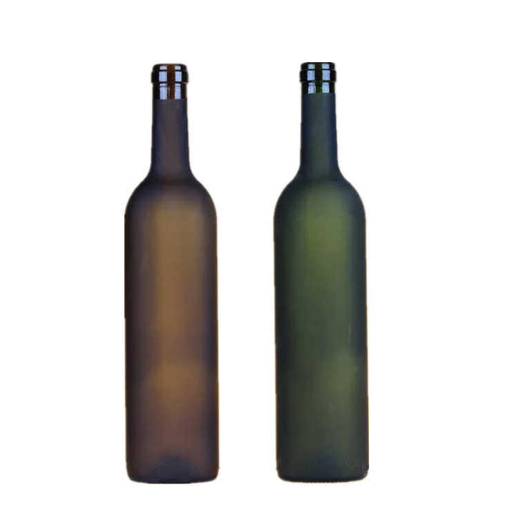 750ml Frosted bordeaux shape glass wine bottle