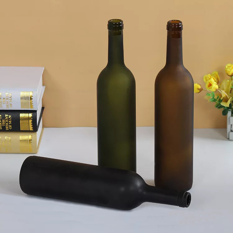 750ml Frosted bordeaux shape glass wine bottle