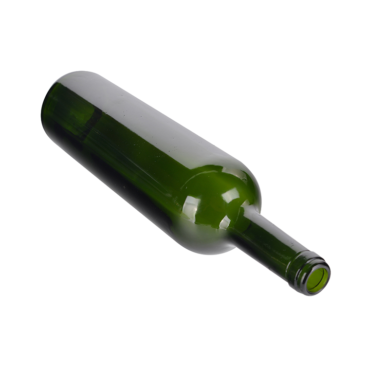 750ml Green Color Clear Glass Red Wine Bottle With Cork Stopper