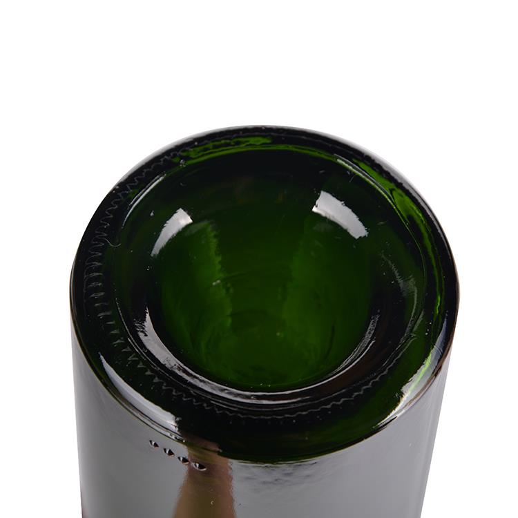 750ml Green Color Clear Glass Red Wine Bottle With Cork Stopper