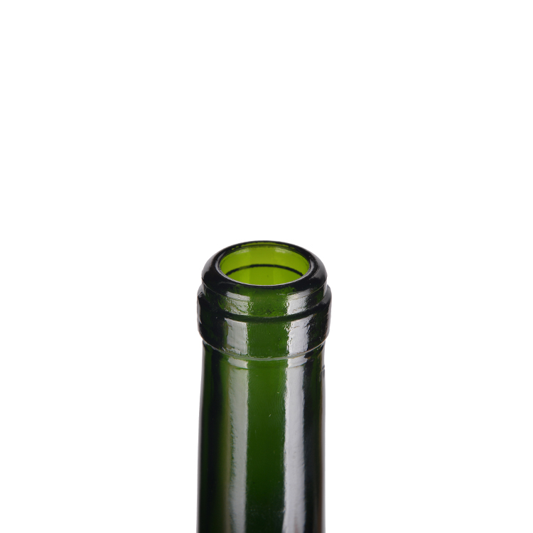 750ml Green Color Clear Glass Red Wine Bottle With Cork Stopper