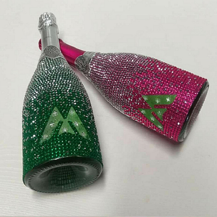 750ml Nightclub Wine Glass Bottle Custom Rhinestone Sparkle Rum Whiskey Bottle