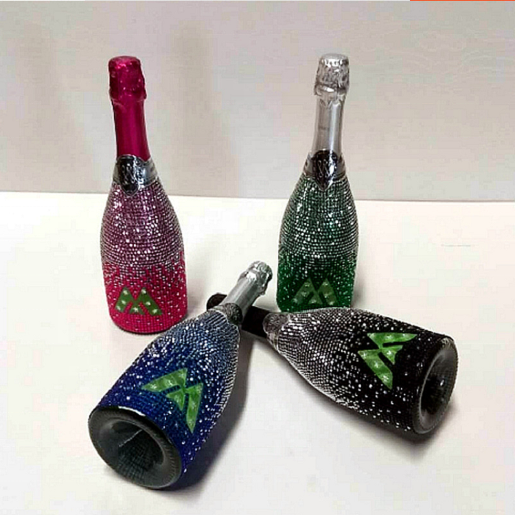 750ml Nightclub Wine Glass Bottle Custom Rhinestone Sparkle Rum Whiskey Bottle
