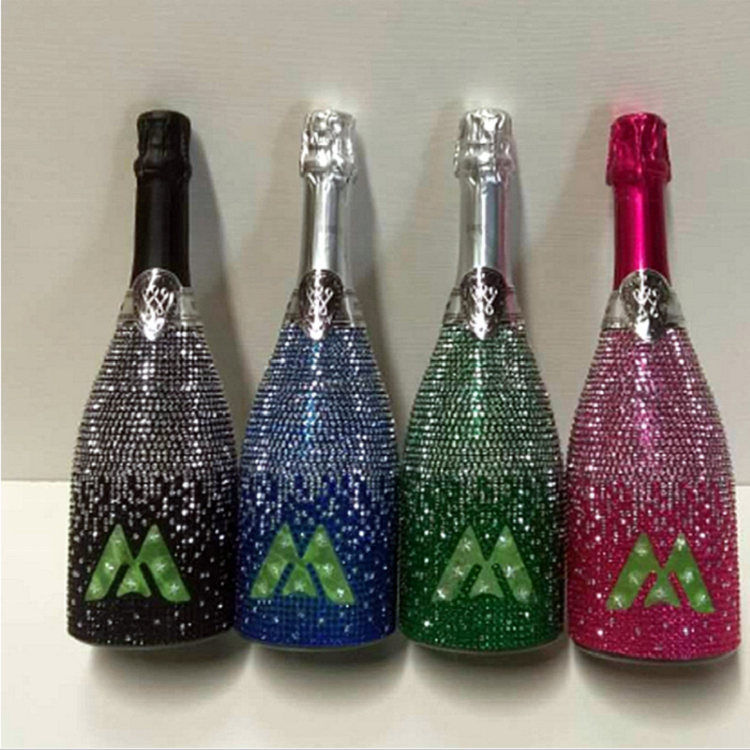 750ml Nightclub Wine Glass Bottle Custom Rhinestone Sparkle Rum Whiskey Bottle