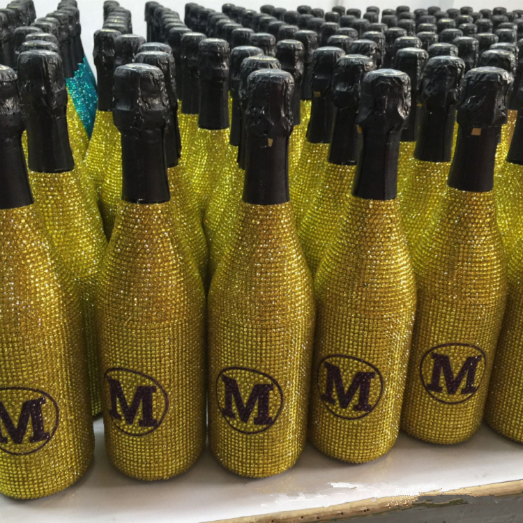 750ml Nightclub Wine Glass Bottle Custom Rhinestone Sparkle Rum Whiskey Bottle