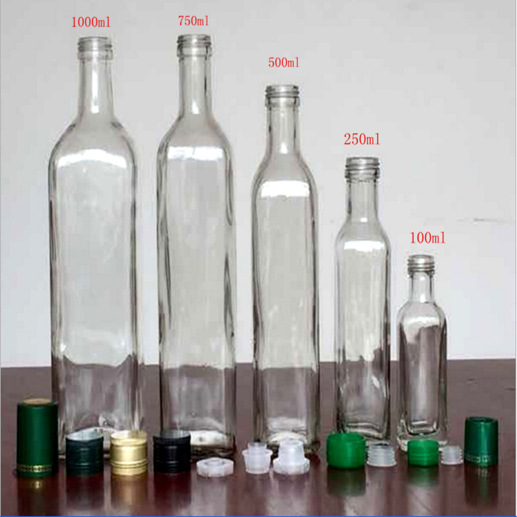 750ml Round and Square Shape Food Grade Olive Oil Glass Bottle