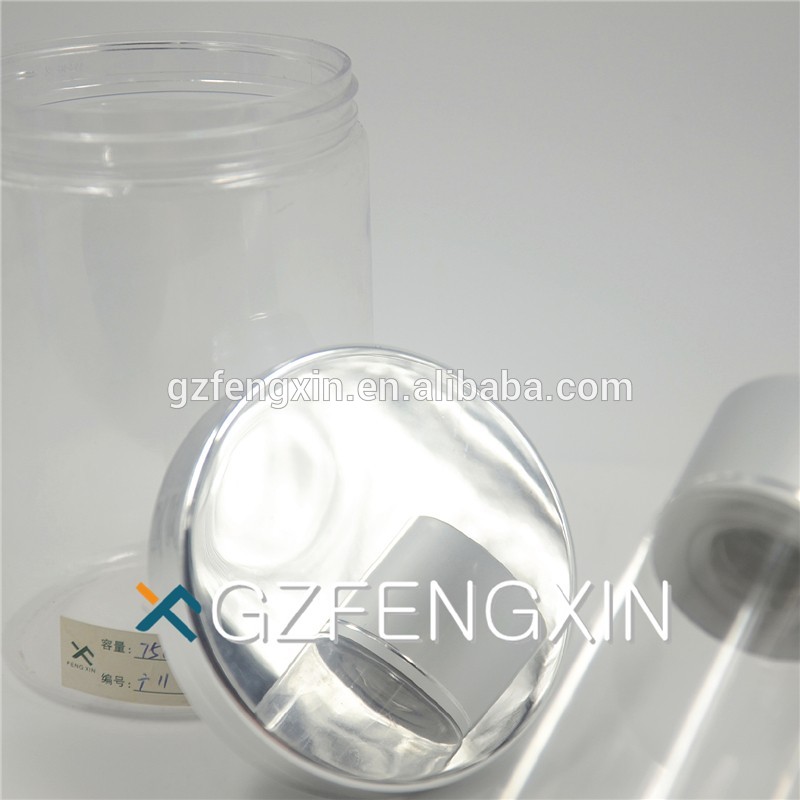 750ml clear food grade PET plastic jar