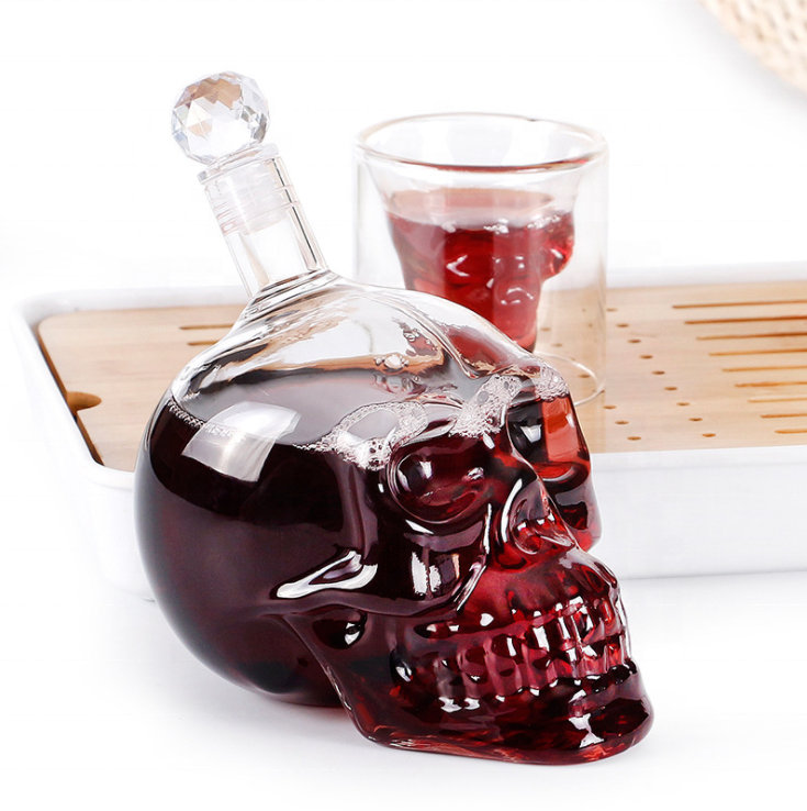 750ml clear skull head vodka liquor spirits glass decanter