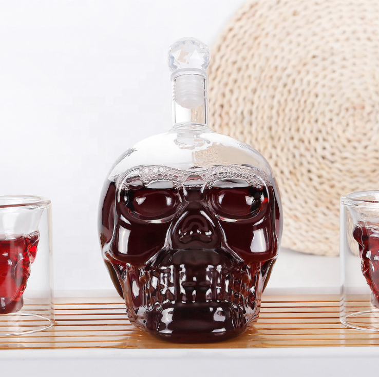 750ml clear skull head vodka liquor spirits glass decanter