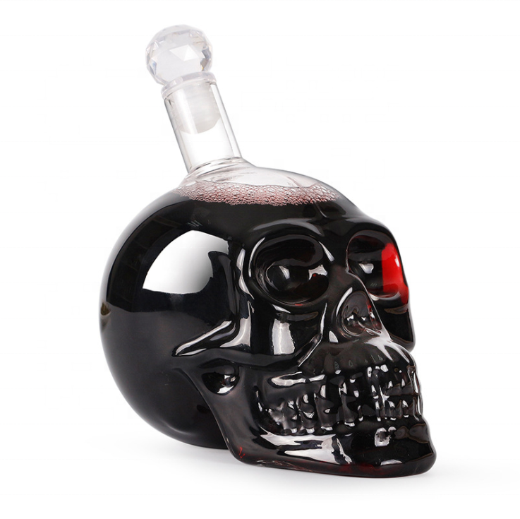 750ml clear skull head vodka liquor spirits glass decanter