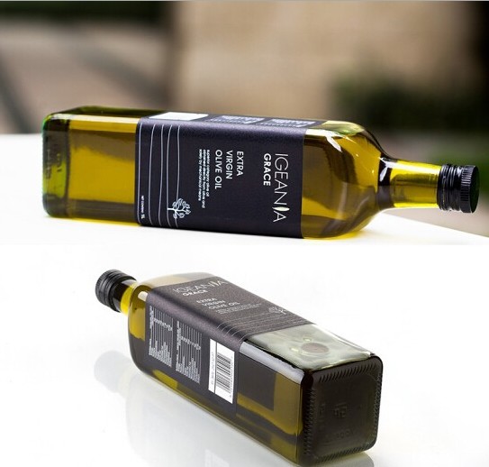 750ml custom clear frosted glass olive oil bottle with cork