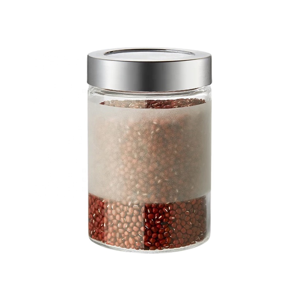 750ml cylinder glass jar glass storage bottle with stainless steel lid