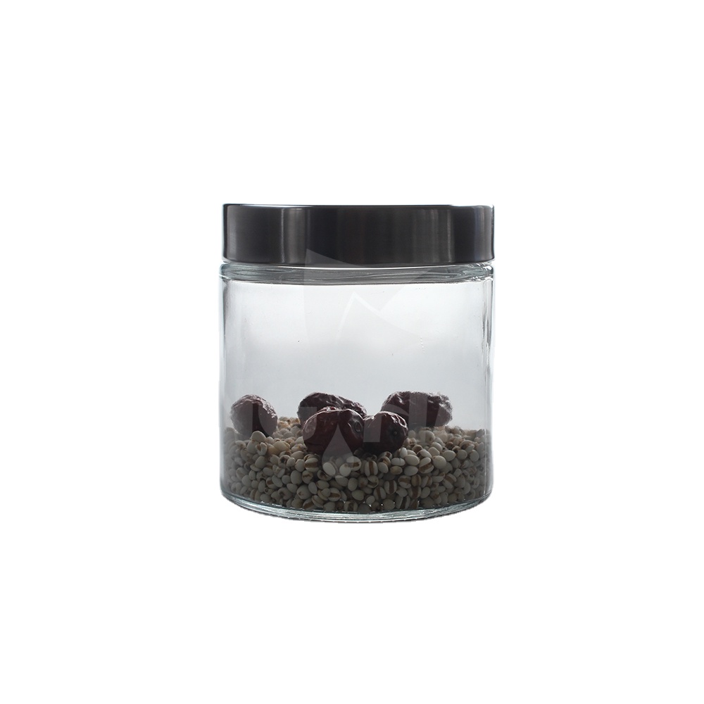 750ml cylinder glass jar glass storage bottle with stainless steel lid