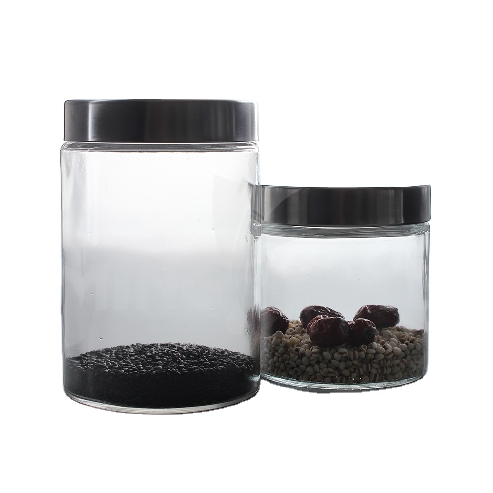 750ml cylinder glass jar glass storage bottle with stainless steel lid