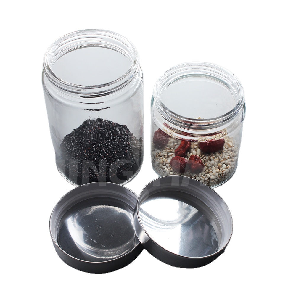 750ml cylinder glass jar glass storage bottle with stainless steel lid