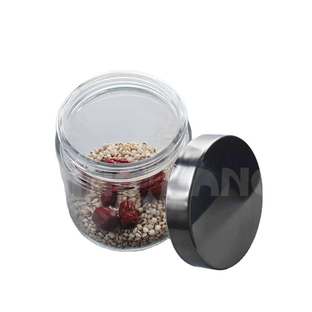 750ml cylinder glass jar glass storage bottle with stainless steel lid