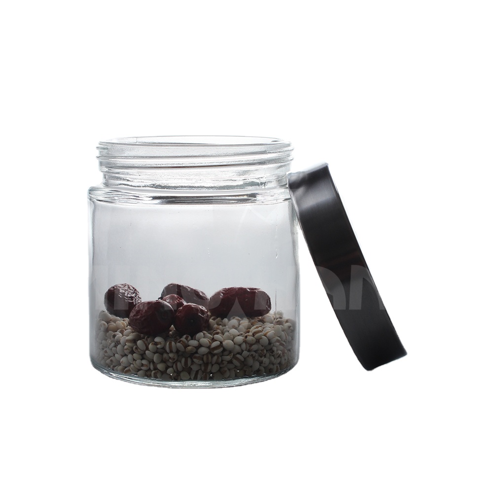 750ml cylinder glass jar glass storage bottle with stainless steel lid
