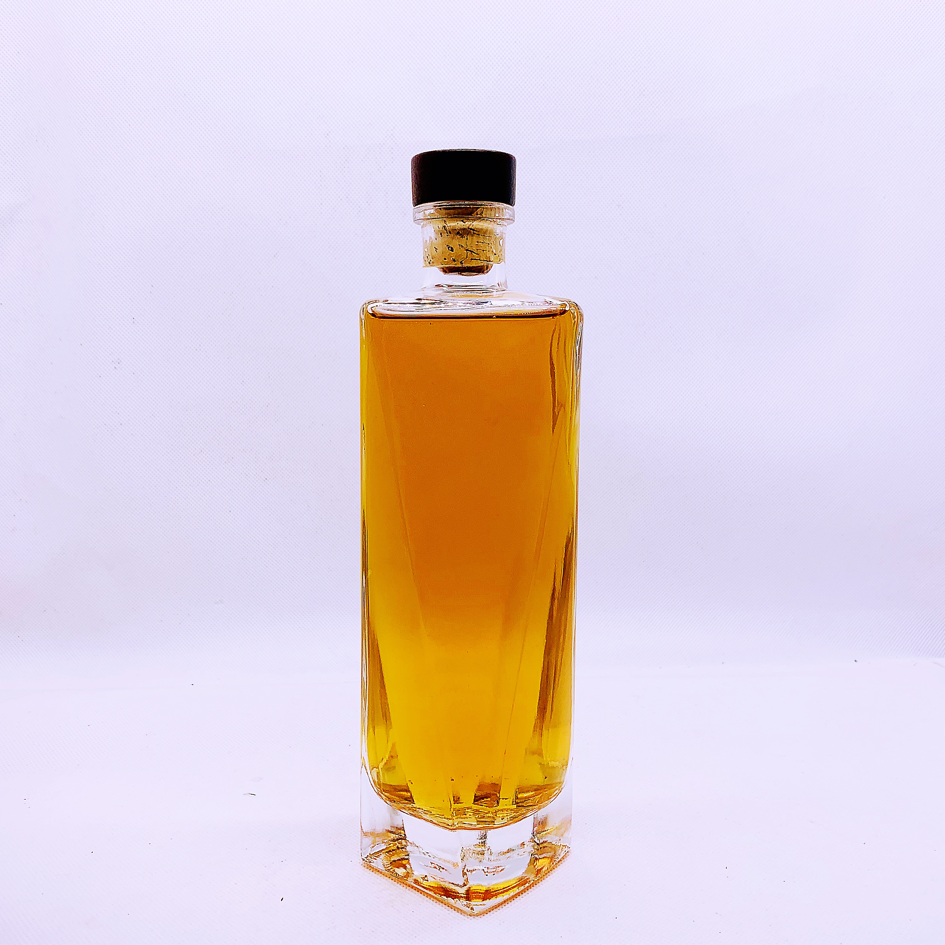 750ml glass bottle empty square wine whiskey glass bottle with wooden cap