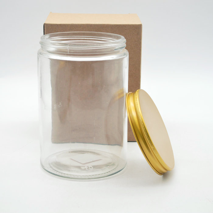 750ml glass jar with shiny gold aluminium lid
