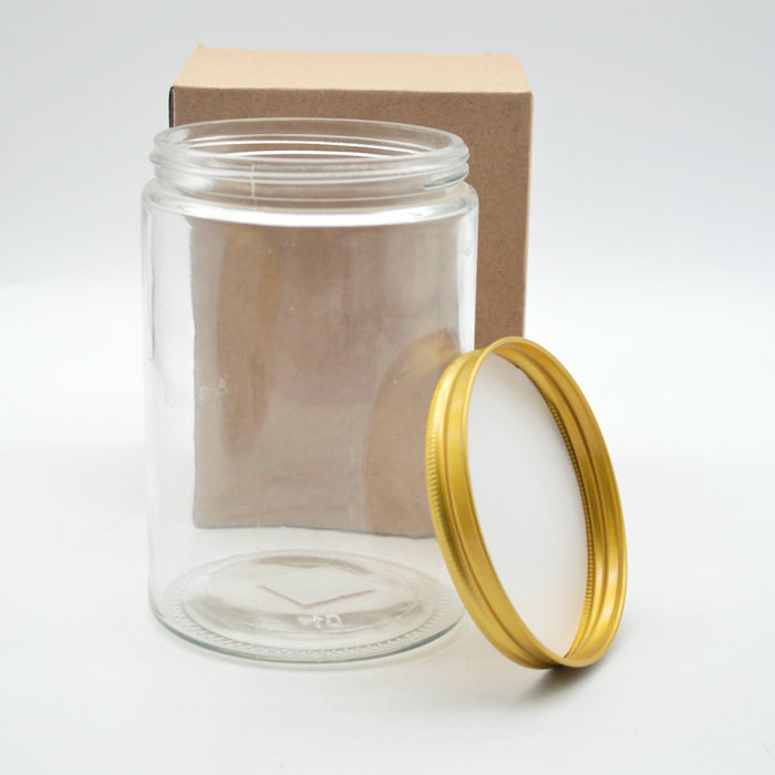 750ml glass jar with shiny gold aluminium lid