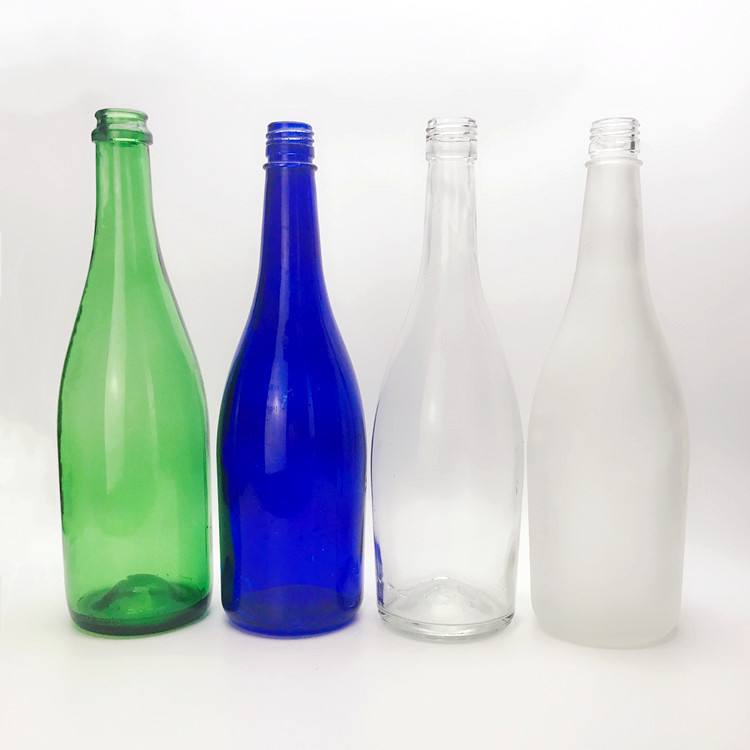 750ml green, blue, frosted and clear top grade cherry wine glass bottle