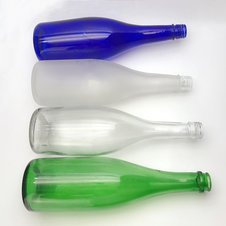 750ml green, blue, frosted and clear top grade cherry wine glass bottle