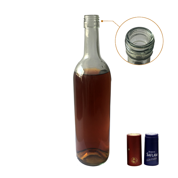 750ml red wine bottle cork screw green color glass bottle CY-006