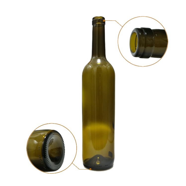 750ml round red wine bouteille en verre 75cl bordeaux sample pack bottle CY-057