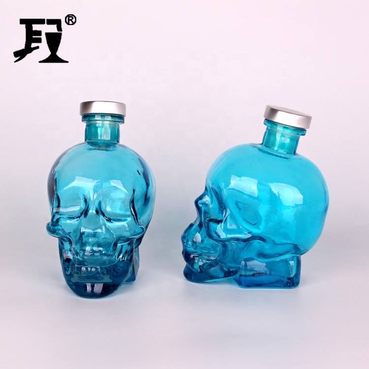 750ml skull decanter glass wine bottle with cork