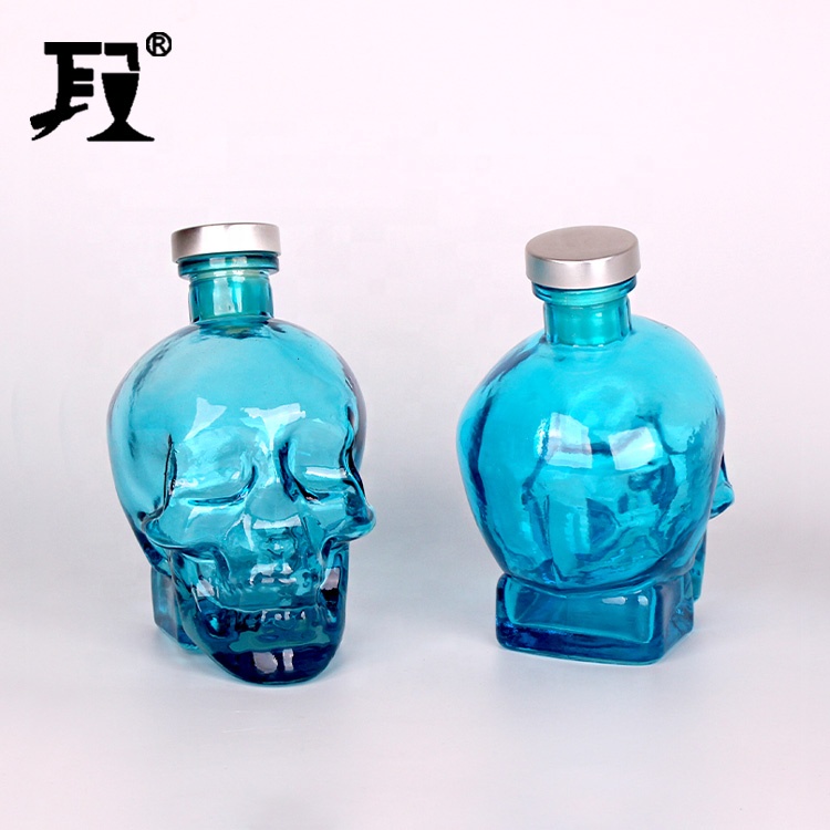 750ml skull decanter glass wine bottle with cork