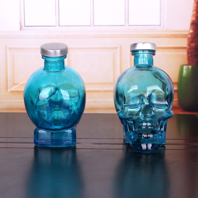 750ml skull decanter glass wine bottle with cork