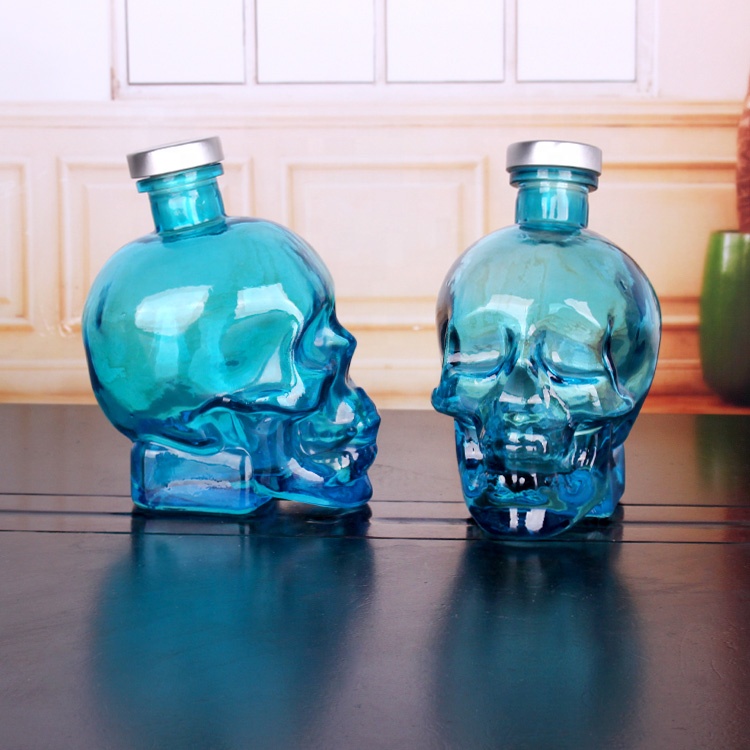 750ml skull decanter glass wine bottle with cork