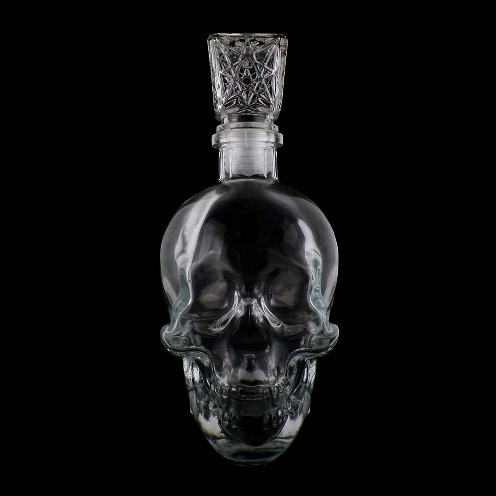 750ml skull head glass bottle whisky bottle with cap