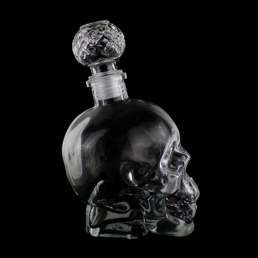 750ml skull head glass bottle whisky bottle with cap