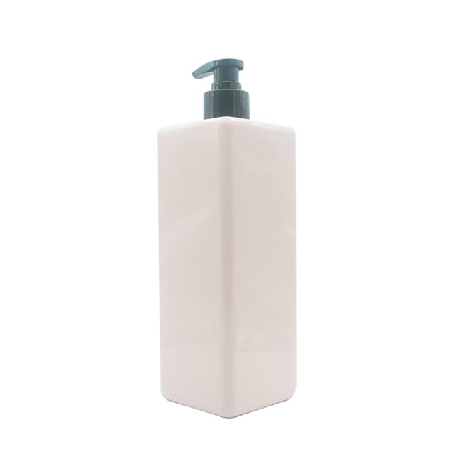 750ml square plastic pink color pet lotion shampoo body wash bottle shower packing bottle with black lid