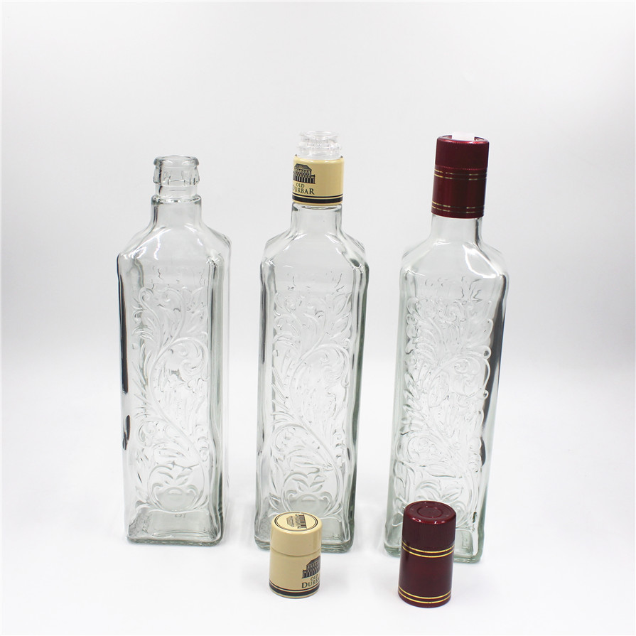 750ml square shape spirits bottles with snap on cap