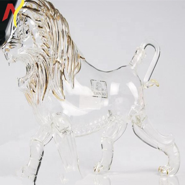750ml wholesale lion shape glass vodka liquor bottles