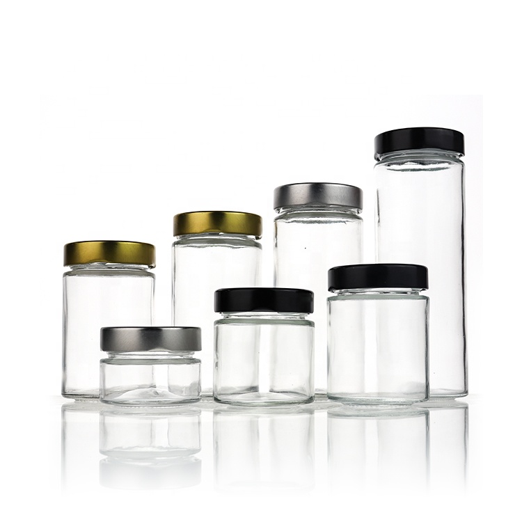 75ml 100ml 150ml 200ml 250ml 300ml 380ml Food Storage Bottle Empty Round Clear Glass Jar For Jam Pickle And Honey With Metal Lid