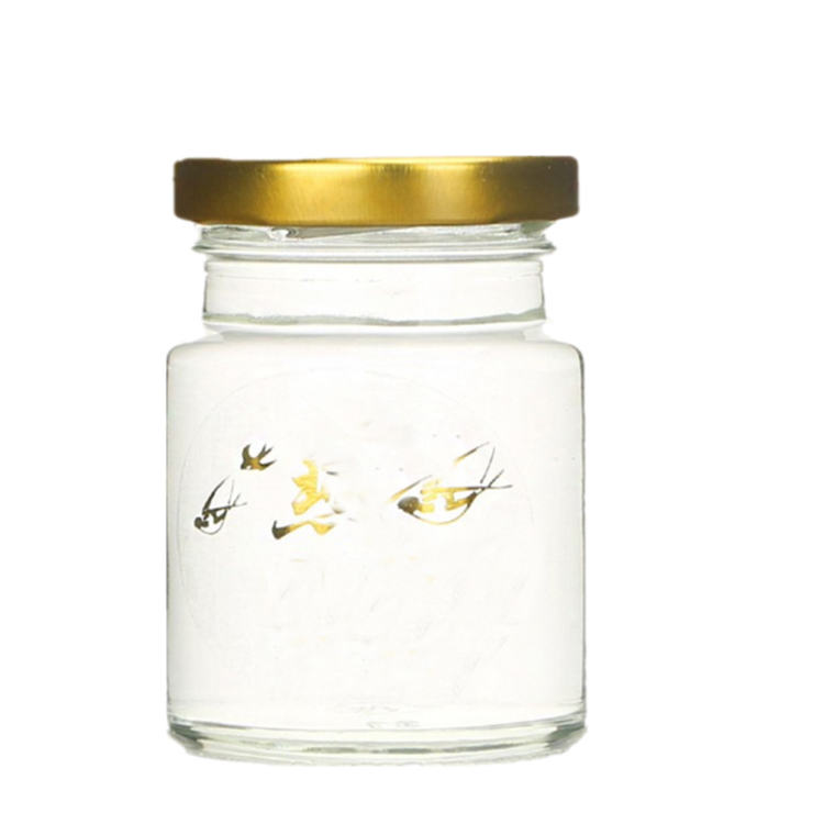 75ml 100ml cheap bird nest drink sauce food jam glass bottle jar with black/gold lid