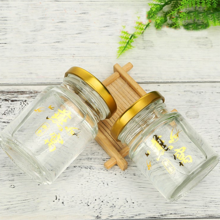 75ml 100ml cheap bird nest drink sauce food jam glass bottle jar with black/gold lid