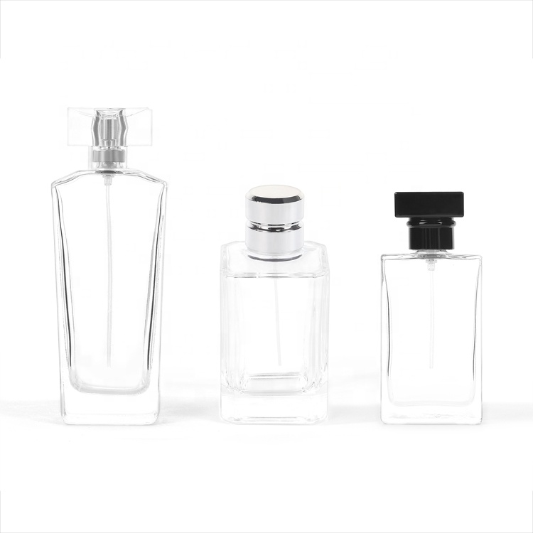 75ml 120ml  empty rectangle shaped perfume bottle with spray