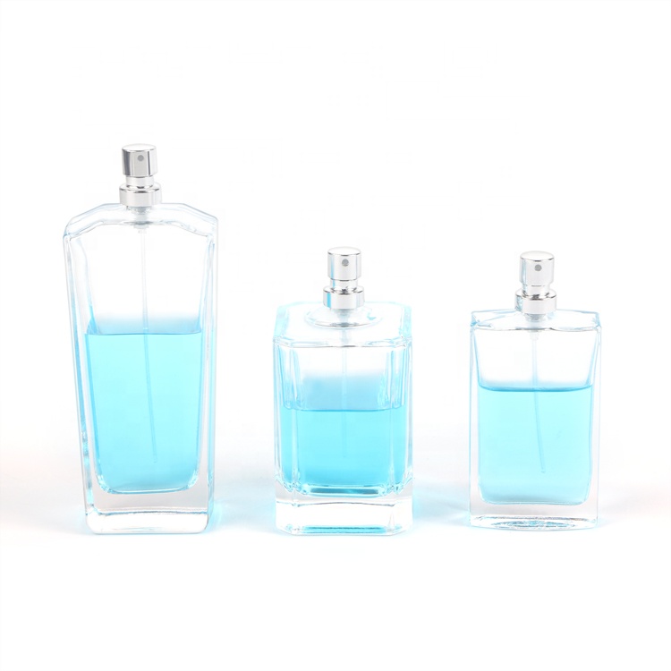 75ml 120ml empty rectangle shaped perfume bottle with spray